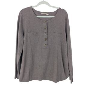 Soft Surroundings Womens Mauve Henley Pocket Sweater Tunic Top Size XL